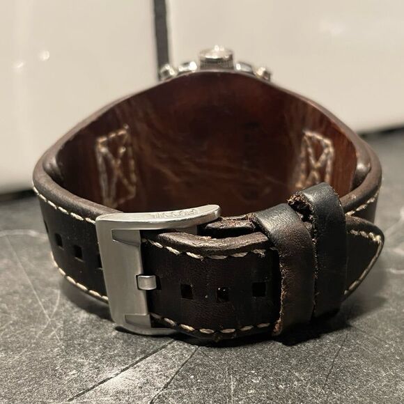 Fossil Mens Tachymeter Chronograph Watch with Brown Leather Band - New Battery - Picture 5 of 5